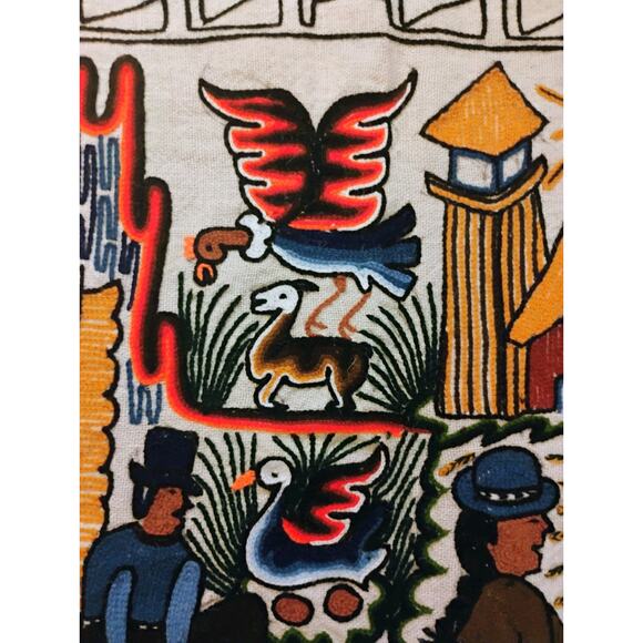 Uros Lago Titikaka Hand Stitched Wall Hanging. Indigenous People Of Bolivia Peru - Picture 5 of 16